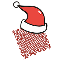 Rotes Fischnetz mit Weihnachtsmütze als Logo.