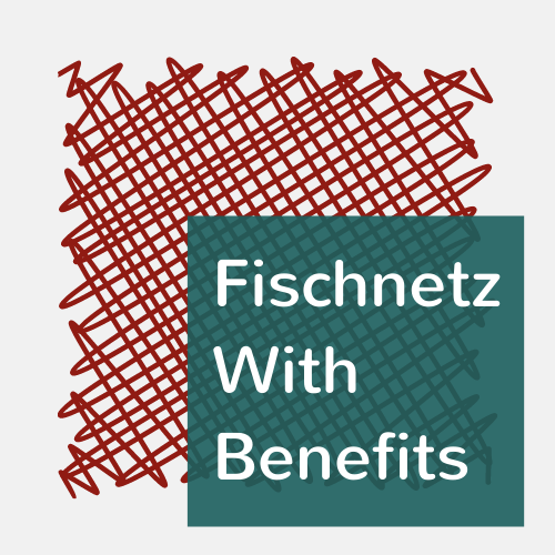 Logo mit rotem Fischnetz das als Spülschwamm Alternative genutzt werden kann.